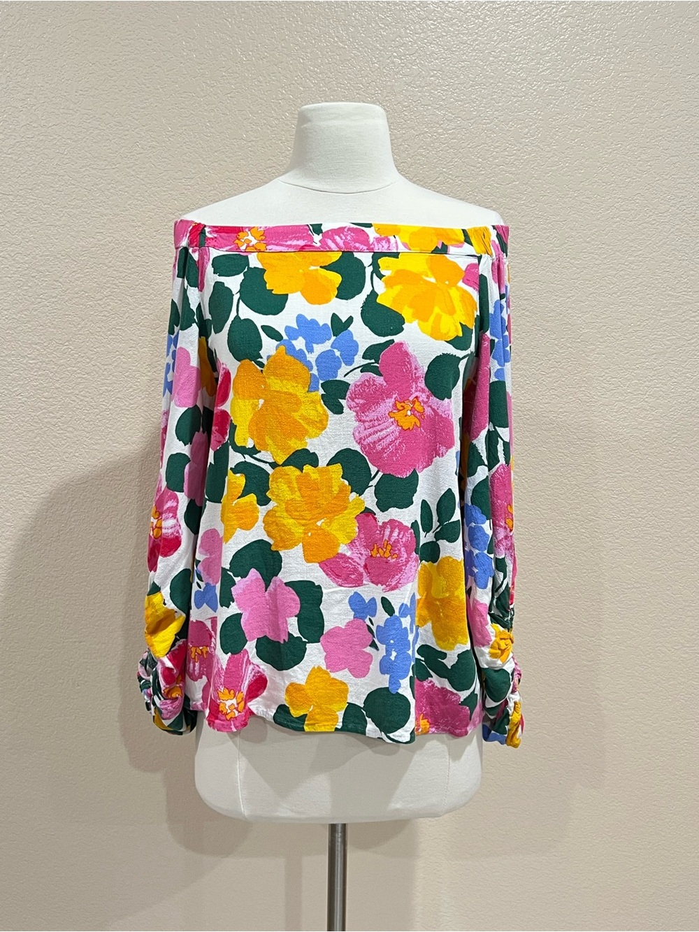 Sugarlips Floral Off Shoulder Balloon Sleeve Blouse Size Large - Picture 4 of 11